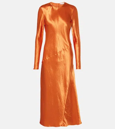 Max Mara Elogio Satin Maxi Dress In Orange
