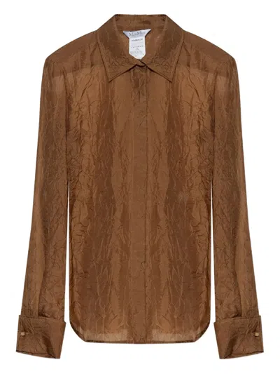 Max Mara Eloisa Crumpled Silk Shirt In Brown
