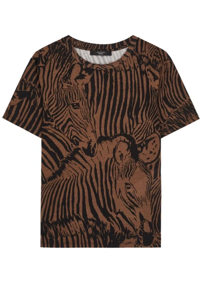 Max Mara Eloisa Zebra-print Cotton T-shirt In Brown
