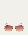 Max Mara Elsa Geo Metal Butterfly Sunglasses In Brown
