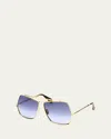 Max Mara Oversized Geometric-frame Aviator Sunglasses In Yellow / Blue