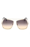 Max Mara Women's Elsa Petite Aviator-style Gold And Smoke Gradient Gold-tone Sunglasses In Gold/gradient Smoke
