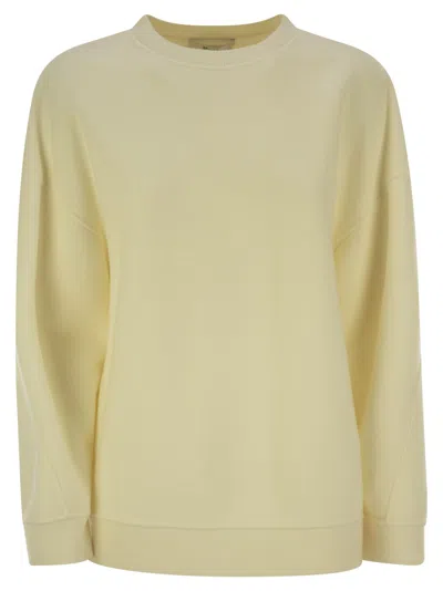 Max Mara Elvira Crew Neck Jersey Sweatshirt In Neutral