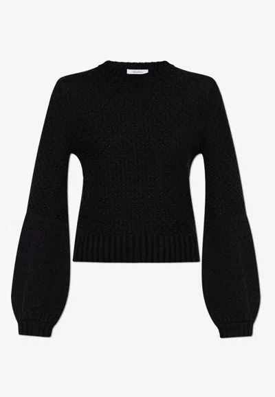 Max Mara Elvira Decorative-stitch Knit Sweater In Black