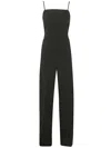 Max Mara Cady Jumpsuit With Satin Panel And Tie Detail In Black