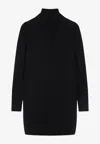 Max Mara Stand-up Collar Mini Dress With Long Sleeves In Black