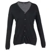 Max Mara 's  Embellished Buttoned Cardigan In Black Wool In Black
