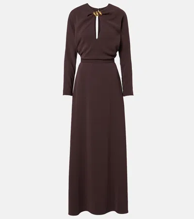 Max Mara Embellished Cady Maxi Dress In Brown
