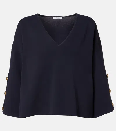 Max Mara Embellished Crêpe Top In Black