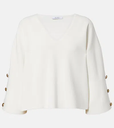 Max Mara Embellished Crêpe Top In White
