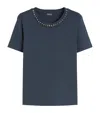 Max Mara Embellished Jersey T-shirt In Blue