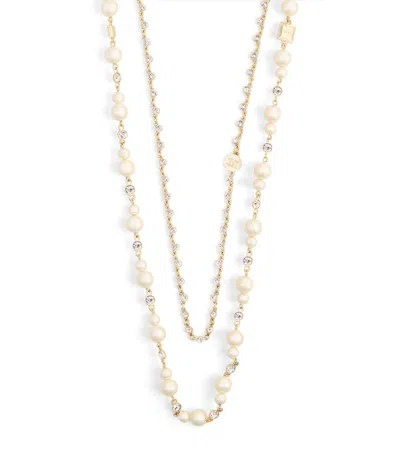 Max Mara Embellished Long Necklace In White
