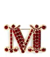 Max Mara Embellished Monogram Brooch In Red