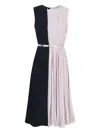 Max Mara Embellished Pleated Dress In Multi