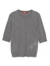 Max Mara Crewneck Sequin Embellished Short Sleeve Sweater In Gray