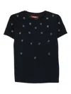 Max Mara Embellished Short-sleeved T-shirt In Blue