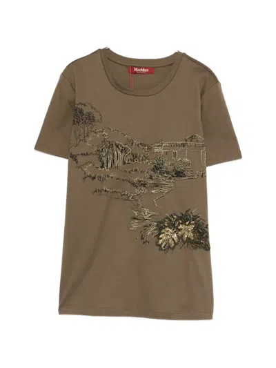 Max Mara Embellished T-shirt In Green