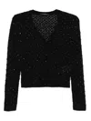Max Mara Embellished V-neck Cardigan In Black