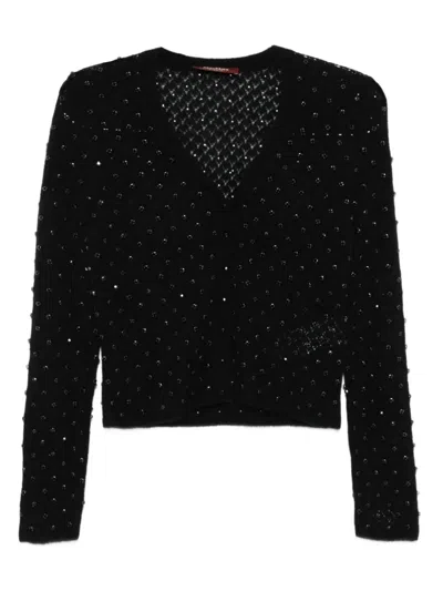 Max Mara Embellished V-neck Cardigan In Black