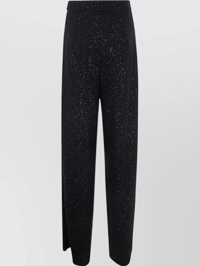 Max Mara Embellished Wide Leg Trousers In Black
