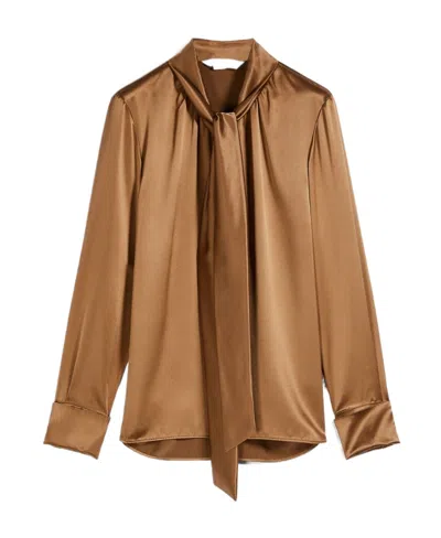 Max Mara Emblem Satin Shirt In Brown