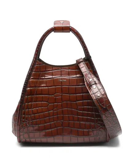Max Mara Embossed-croc Tote Bag In Brown