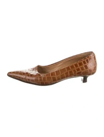 Pre-owned Max Mara Embossed Leather Animal Print Pumps In Neutrals
