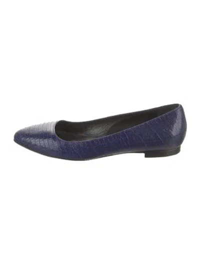 Pre-owned Max Mara Embossed Leather Ballet Flats In Blue