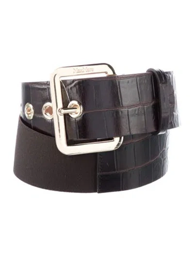 Pre-owned Max Mara Embossed Leather Belt In Black