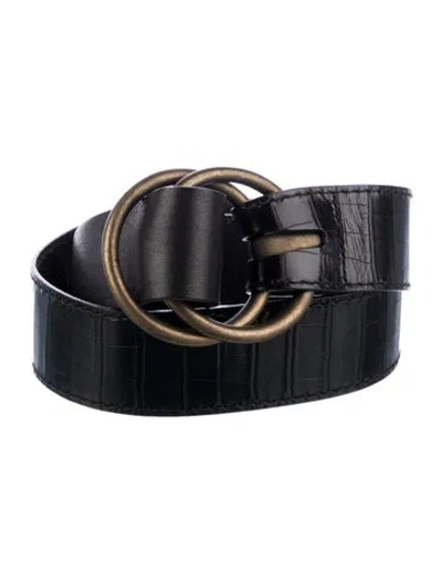 Pre-owned Max Mara Embossed Leather Belt In Black