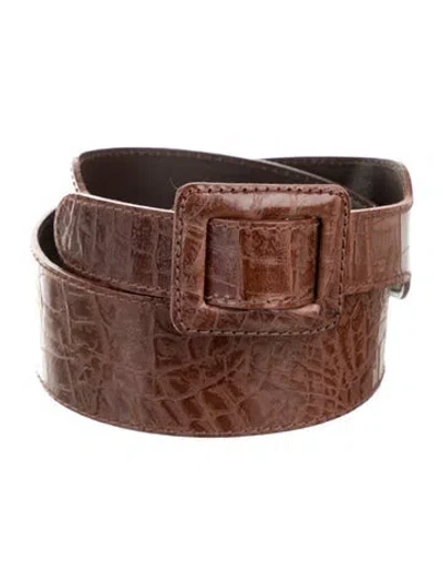 Pre-owned Max Mara Embossed Leather Belt In Brown