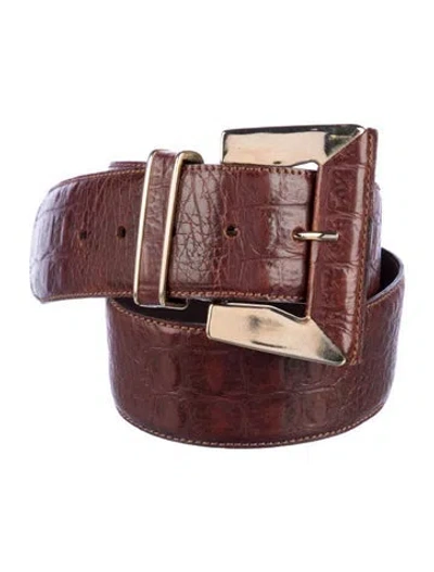 Pre-owned Max Mara Embossed Leather Belt In Brown