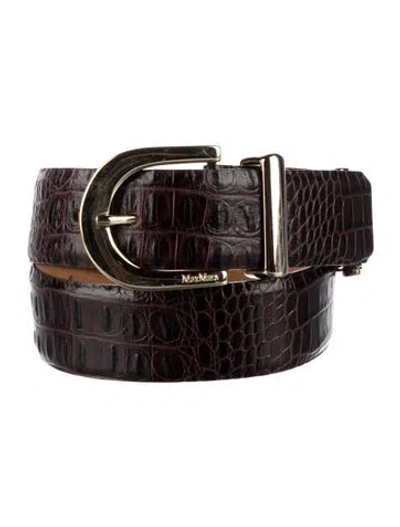 Pre-owned Max Mara Embossed Leather Belt In Brown