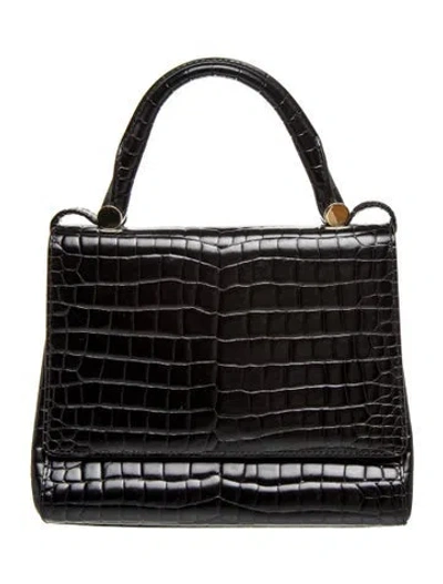 Pre-owned Max Mara Embossed Leather Top Handle Bag In Black