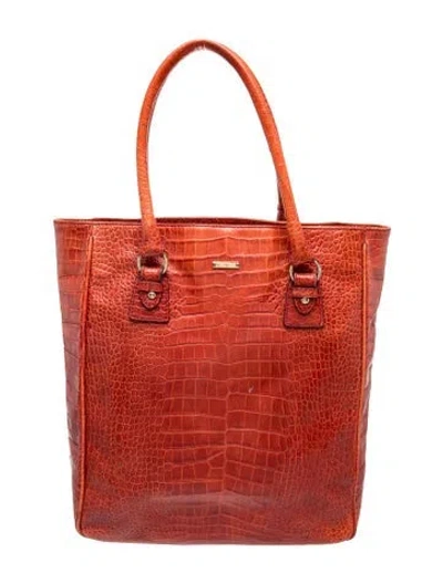 Pre-owned Max Mara Embossed Leather Tote In Red