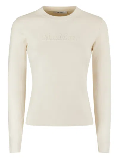 Max Mara Embossed-logo Sweater In Neutral