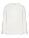Max Mara Crewneck Cotton Sweatshirt With Long Sleeves In White
