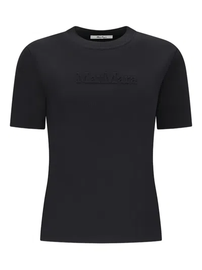 Max Mara Embossed-logo T-shirt In Black