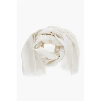 Max Mara Embroiderd Wool Silk And Linen Eleonor Scarf
