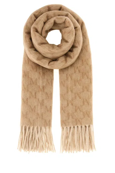 MAX MARA EMBROIDERED CAMEL WKLOGO SCARF