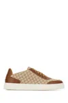 Max Mara Embroidered Canvas Sneakers Contrast Panels In Brown