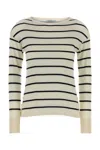 Max Mara White Striped T-shirt In Neutral