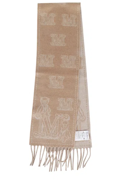 Max Mara Embroidered Cashmere Scarf In Nude