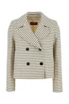 Max Mara Assuan Striped Double-breasted Jacket In Avorio-azzurro
