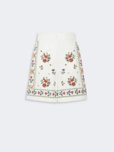 Max Mara Embroidered Cotton Bermuda Shorts In White