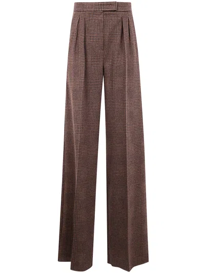 Max Mara Embroidered Cotton Blend Ponza Wide-leg Pant In Brown