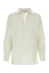 MAX MARA EMBROIDERED COTTON BLEND SALETTA BLOUSE