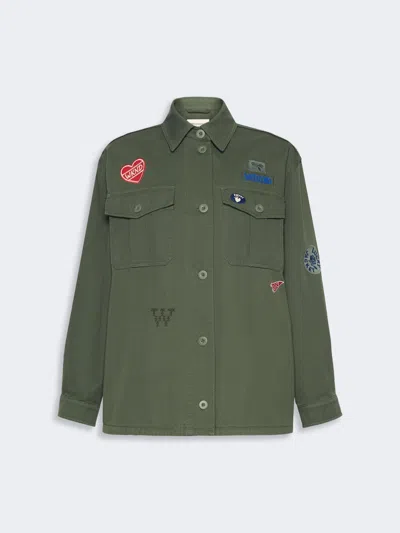 Max Mara Embroidered Cotton Canvas Jacket In Green