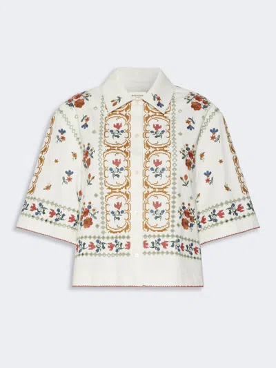 Max Mara Embroidered Cotton Jacket In White