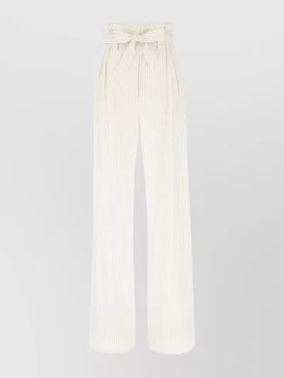 Max Mara Embroidered Cotton Silk Pants In White